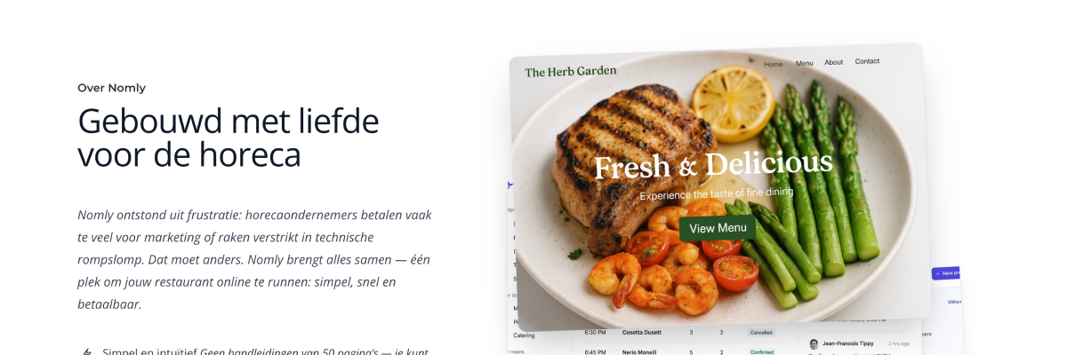 Nomly – conversiegerichte landingspagina voor restaurants